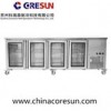 不锈钢风冷四门玻璃门保鲜冷藏平台柜工作台|GN4100TNG