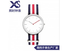 时尚超薄飞碟款女士不锈钢表 休闲尼龙带日本机芯防水 手表