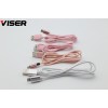 VISER直销锌合金尼龙编织USB安卓、苹果手机数据线
