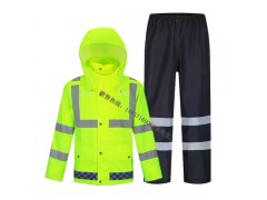 反光雨衣，路面执勤安全雨衣，荧光绿反光雨衣价格