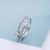 环保铜指环戒指简约双线条女性戒指镶嵌锆石 饰品生产商批发