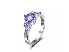 欧美紫色铜材女式镶嵌时尚戒指  饰品定制工厂