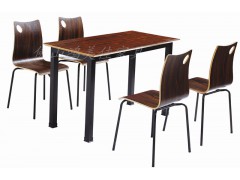 钢木餐桌椅，四人位钢木餐桌椅广东鸿美佳厂家定制