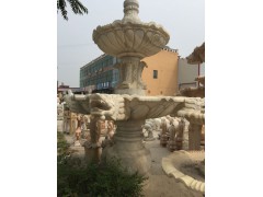 石雕院中摆放家水柱花池喷泉雕塑