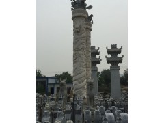 石雕浮雕单龙盘柱戏珠雕塑