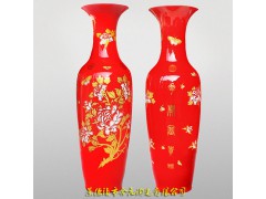 婚庆礼品景德镇大花瓶批发 定制中国红陶瓷大花瓶礼品
