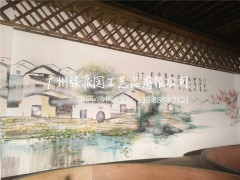 主题餐厅酒楼布景壁画 油画 墙画仿真景观  人造景观