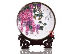 中式客厅摆件瓷盘　景德镇陶瓷礼品瓷盘