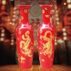 中国红陶瓷大花瓶　龙凤呈祥大花瓶
