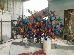 上海塑景不锈钢彩绘蝴蝶雕塑 园林景观仿蝴蝶动物雕塑小品