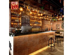 青山复古老船木酒吧装修文化石背景墙仿古人造艺术室内